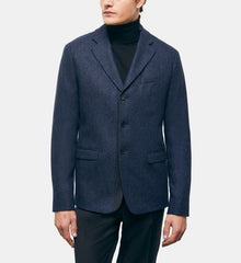 Blue Patterned Wool Jacket | Men | Navy