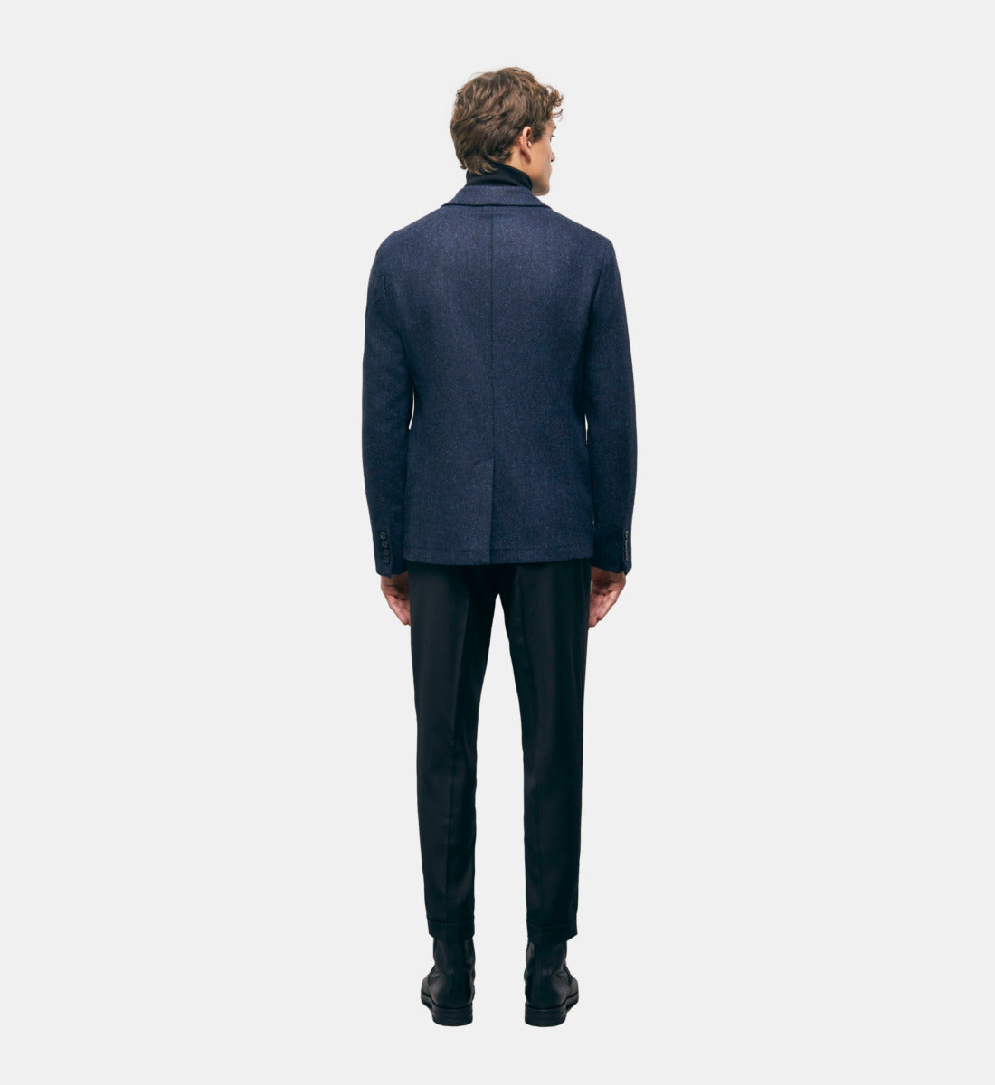 Blue Patterned Wool Jacket | Men | Navy