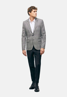 Wool Suit Jacket With Check Motif | Men | Black x White