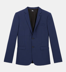 Wool Suit Jacket With Check Motif | Men | Navy