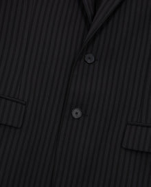 Striped Wool Suit Jacket | Men | Black Grey