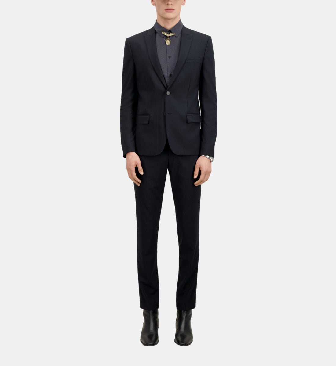 Blue Wool Prince Of Wales Suit Blazer | Men | Dark Navy