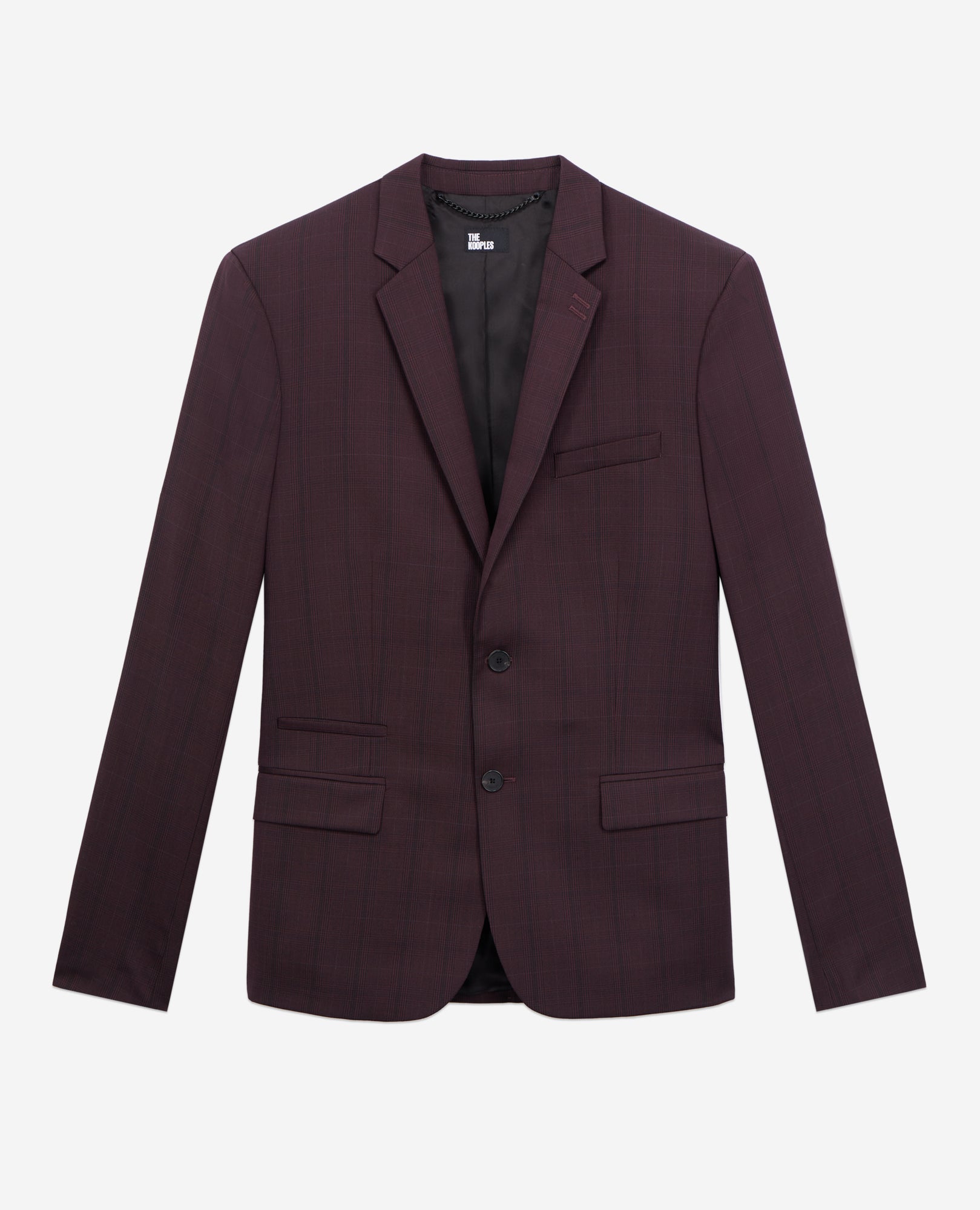 Burgundy Checked Wool Suit Jacket | Men | Bordeaux