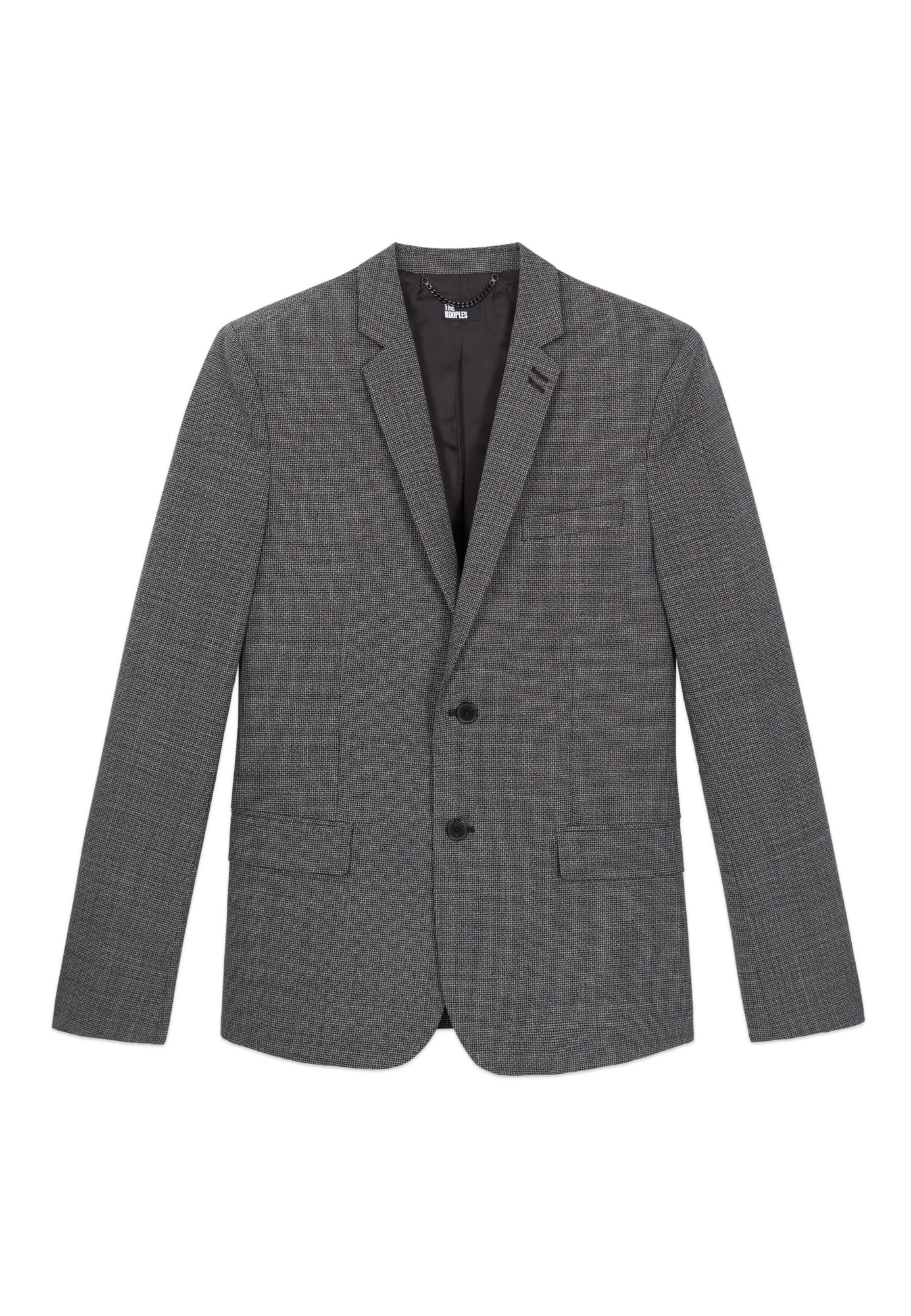 Micro-Pattern Wool Suit Jacket | Men | Black x Ecru