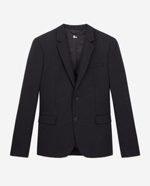 Wool Jacket With Tennis Stripes | Men | Black x Ecru