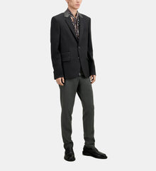 Wool Blazer With Leather Details | Men | Black