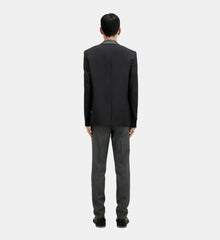 Wool Blazer With Leather Details | Men | Black