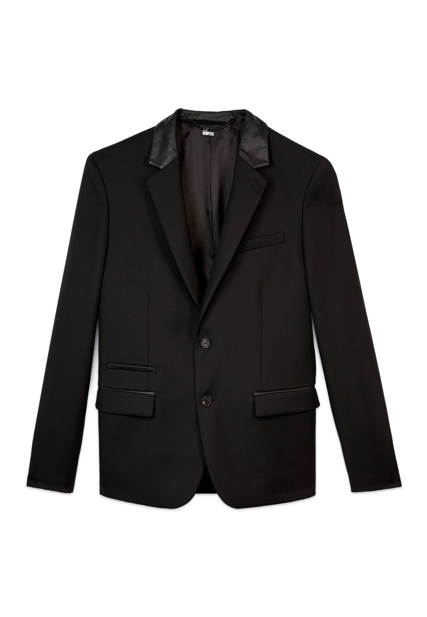 Wool Blazer With Leather Details | Men | Black