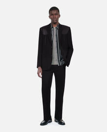 Wool Jacket With Lambskin Details | Men | Black