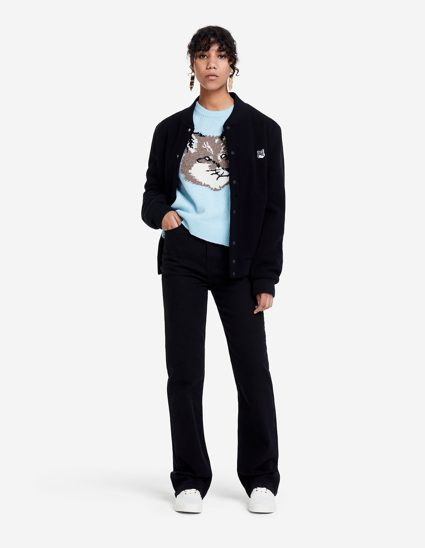 Womens | Big Fox Head Pullover | Aqua