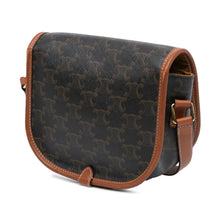 Celine | Pre-Owned Medium Triomphe Coated Canvas Folco Crossbody - II | Brown/Dark Brown