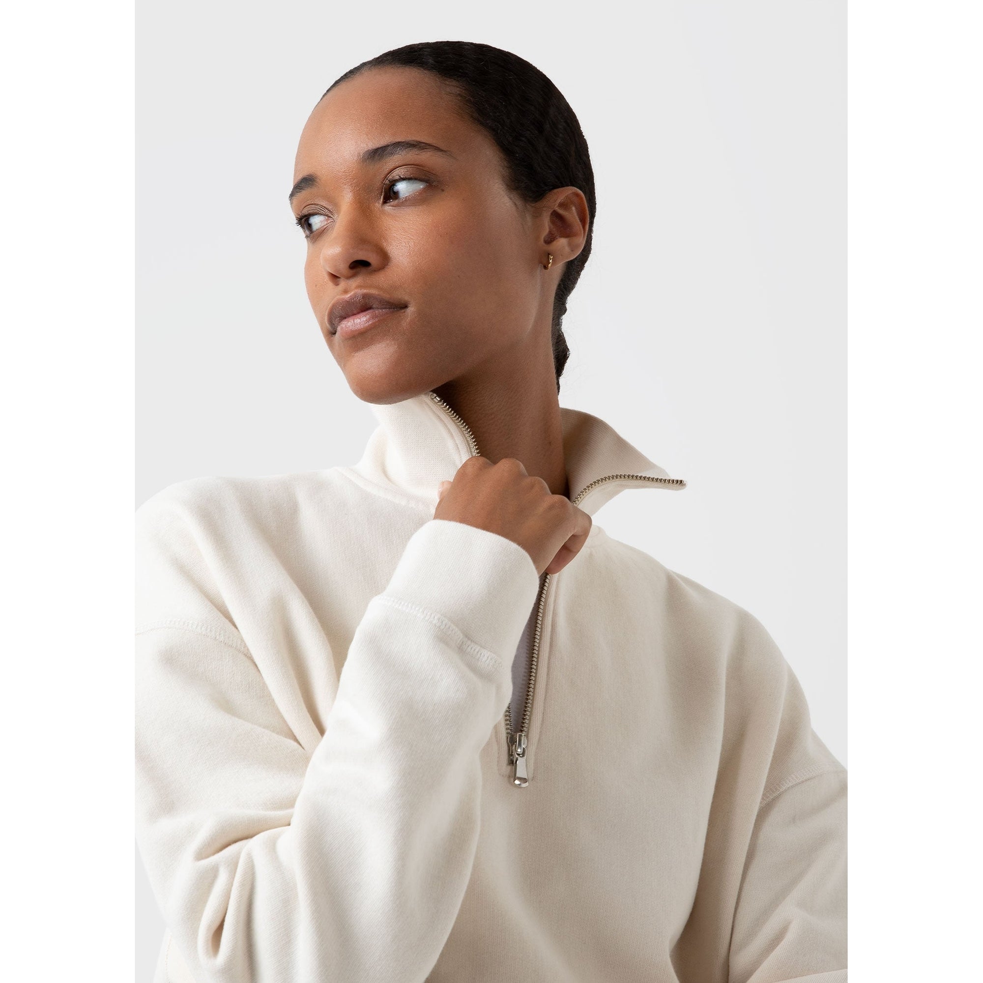 Half Zip Loopback Sweatshirt | Women | Undyed