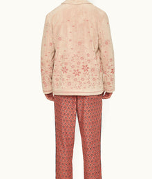 Hallburg Relaxed Fit Two-Button Floral Jacquard Towelling Blazer | White Sand