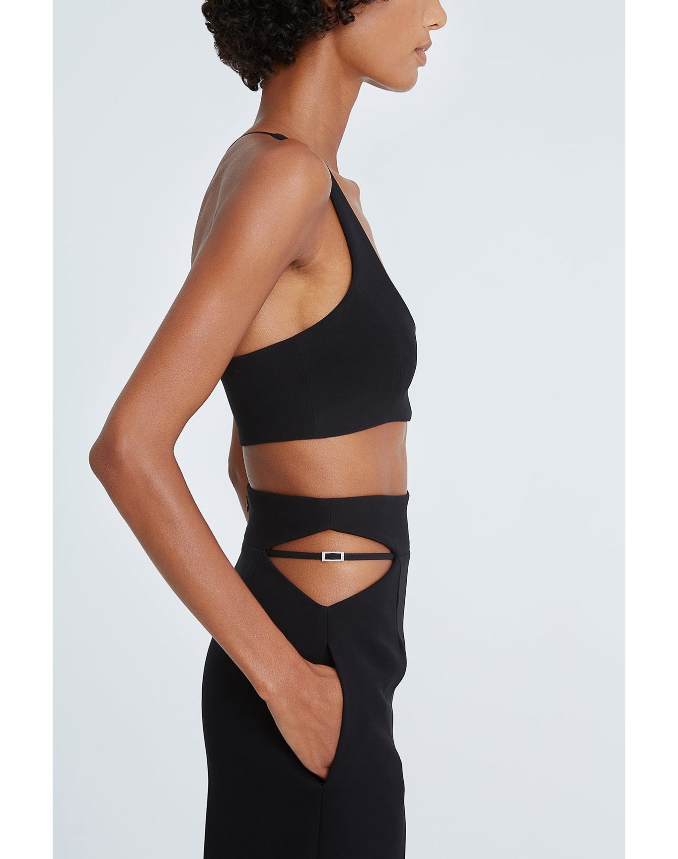 Halston | Gwen Crepe Scoop Neck Bralette | Black