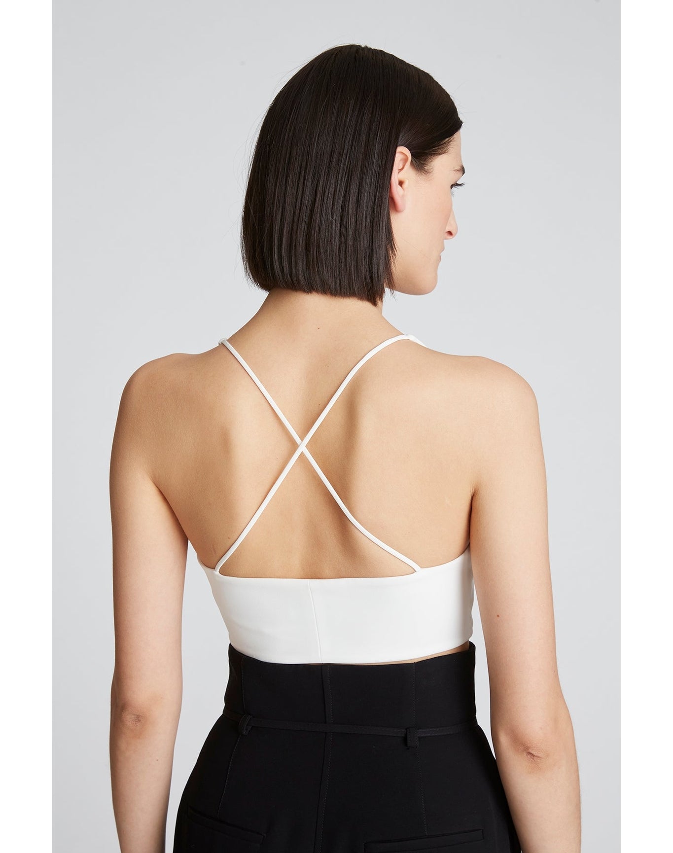 Halston | Gwen Crepe Scoop Neck Bralette | Chalk