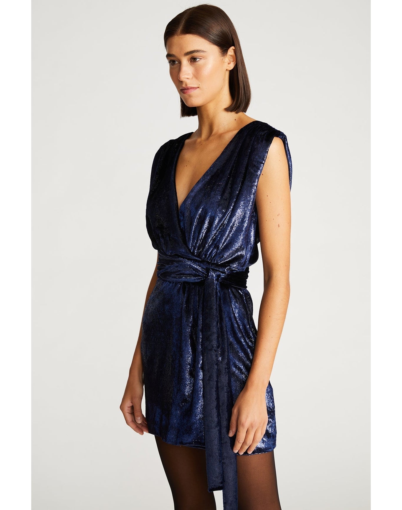 Halston | Lennox Dress In Velvet | Navy