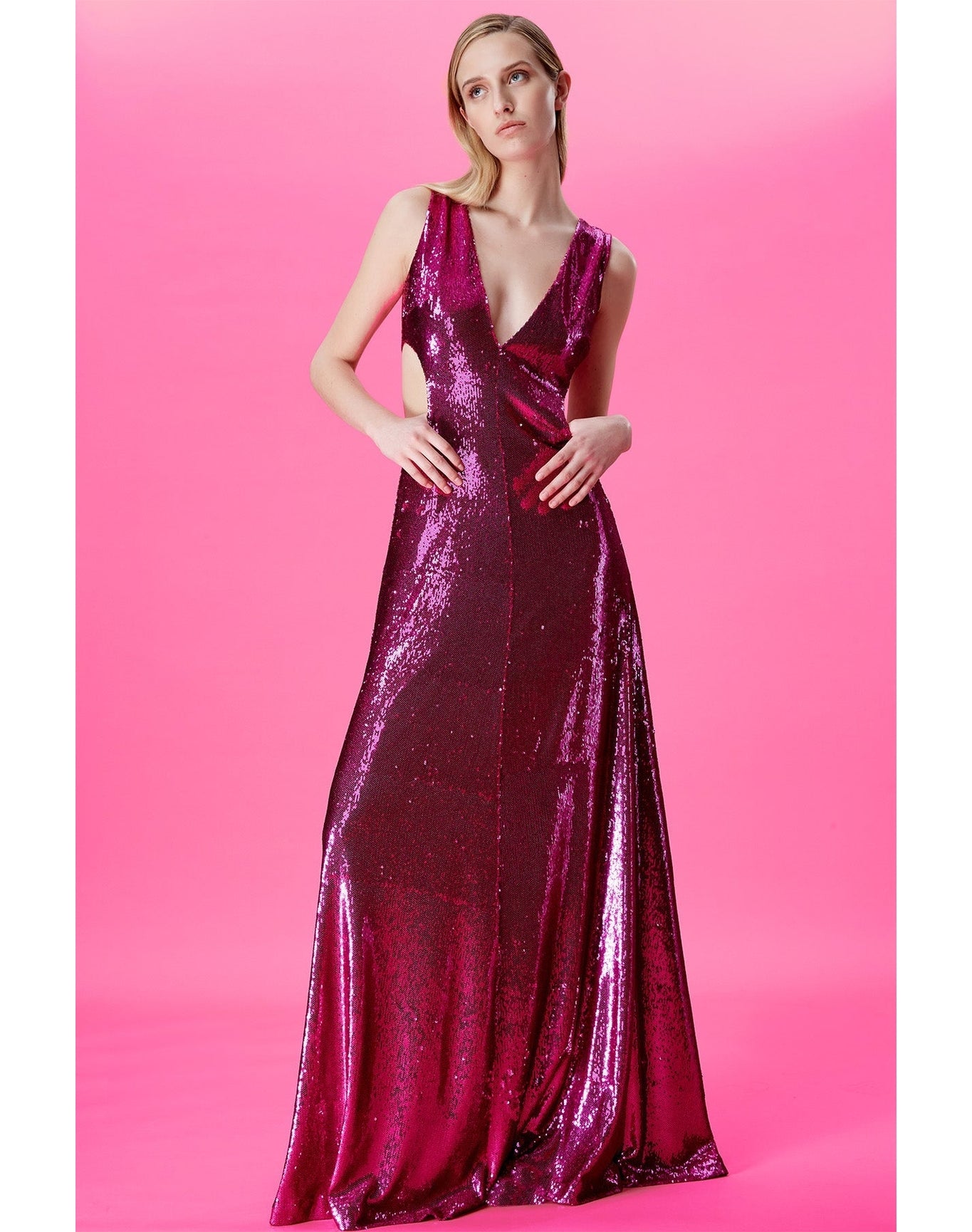 Halston | Natalia Gown In Sequins | Berry