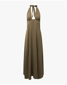 Halter Deep V Maxi Dress | Plaza Taupe