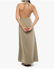 Halter Deep V Maxi Dress | Plaza Taupe