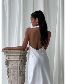 Halter Scoop Midi Dress | White
