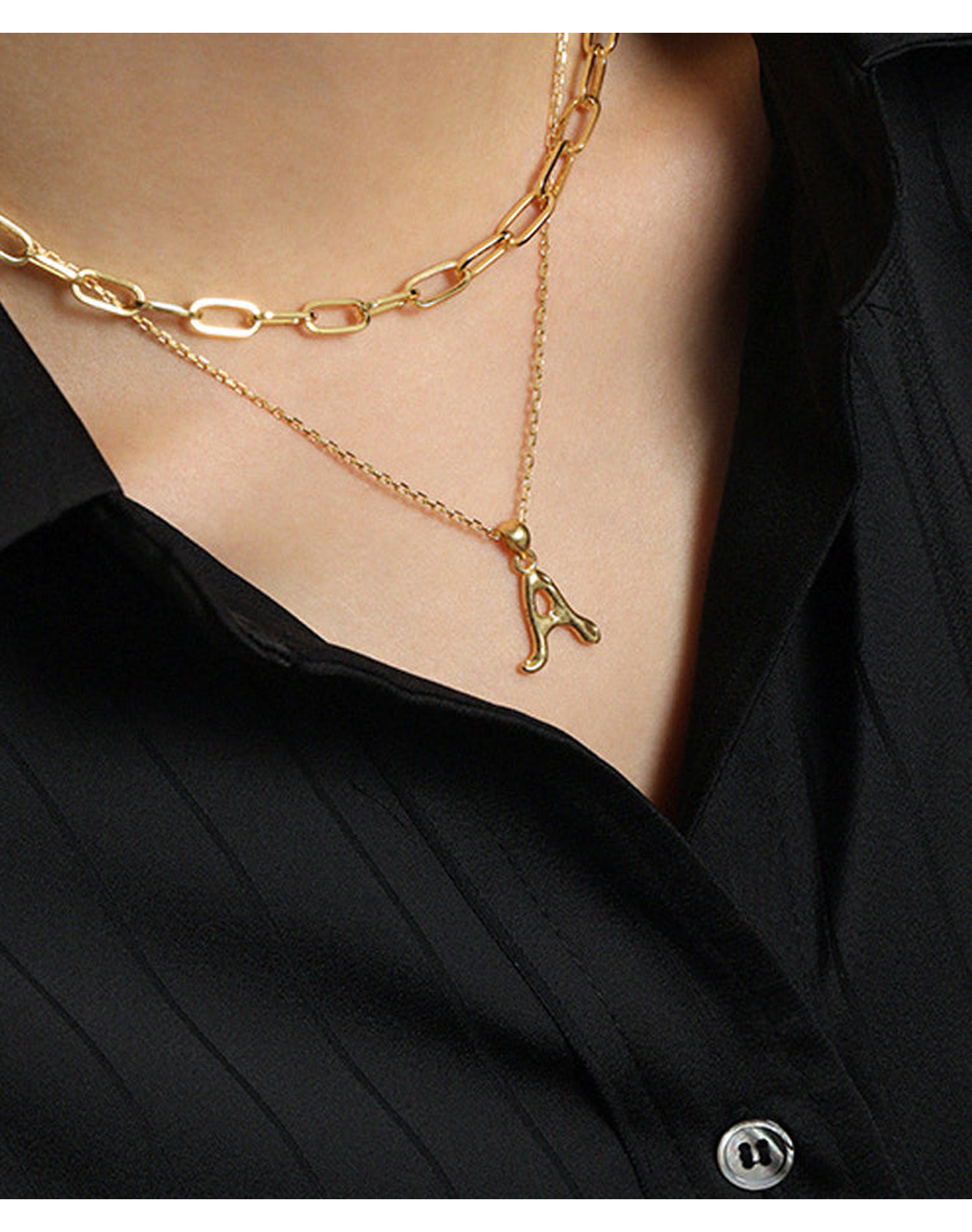 Hammered Initial Pendant Necklace | Gold and Silver