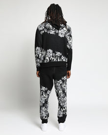 Hanging Floral Distressed Hoodie Sweater-Mens-Twenty