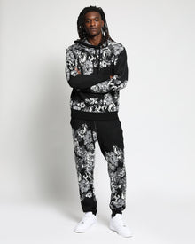 Hanging Floral Distressed Hoodie Sweater-Mens-Twenty