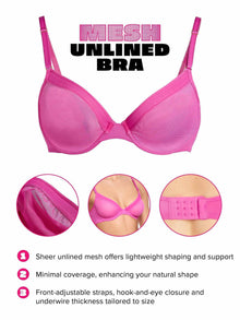 Unlined Mesh Underwire Bra | Berry Burst (Pink)