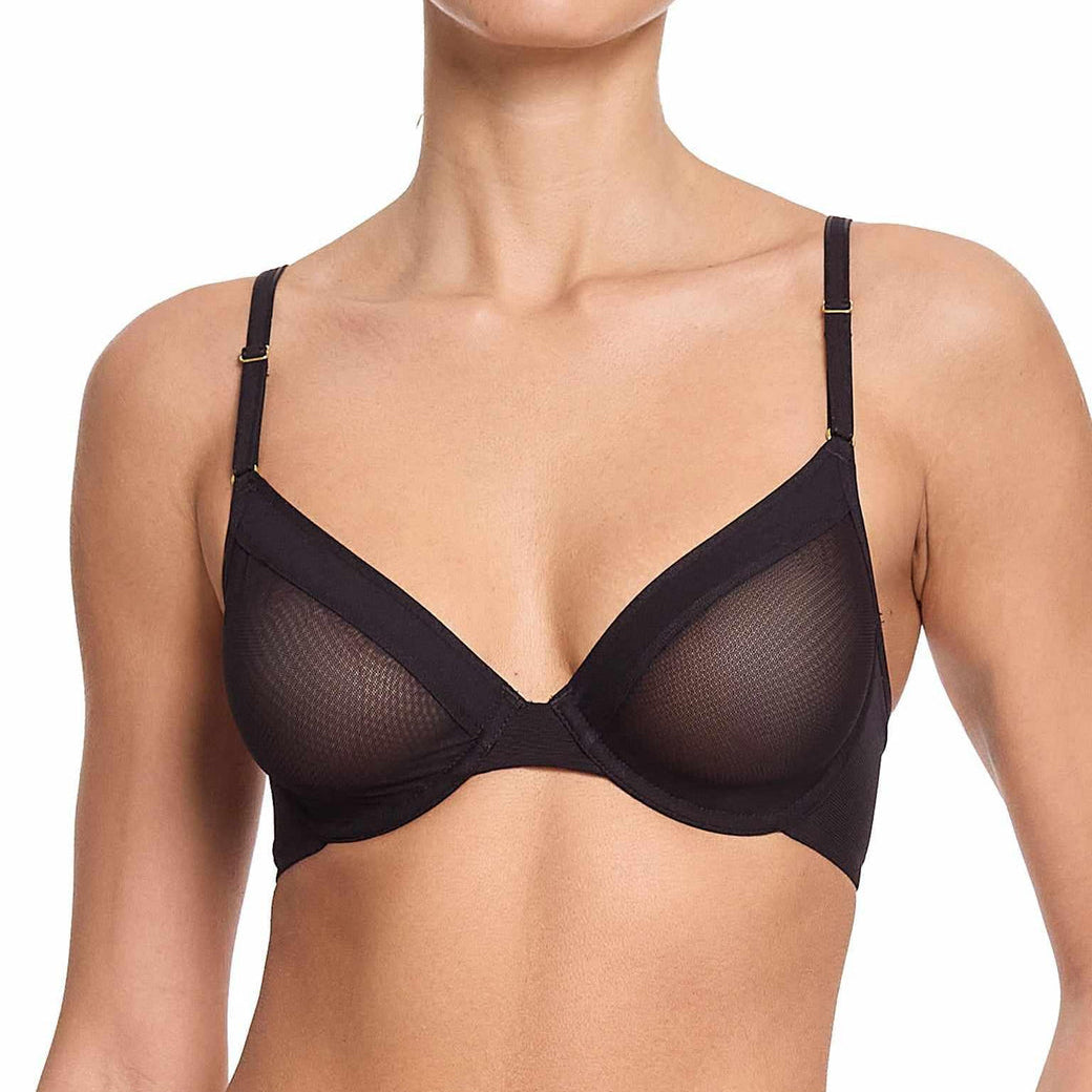 Unlined Mesh Underwire Bra | Black
