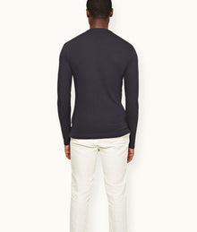 Harrison Cashmere Classic Fit Long-Sleeve Modal-Cashmere T-Shirt | Night Iris