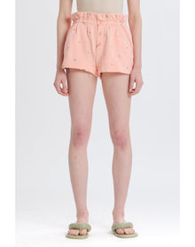 Hazel Floral Paperbag SweatShort | Pale Peach