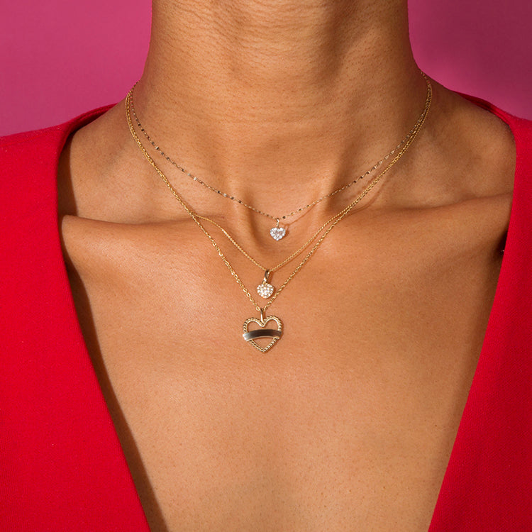 Heart On Your Sleeve Banner Necklace | 10K Solid Yellow Gold