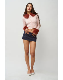 Heart Pointelle Knit Cardigan | Baby Pink