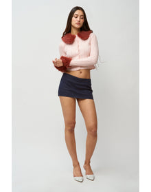 Heart Pointelle Knit Cardigan | Baby Pink