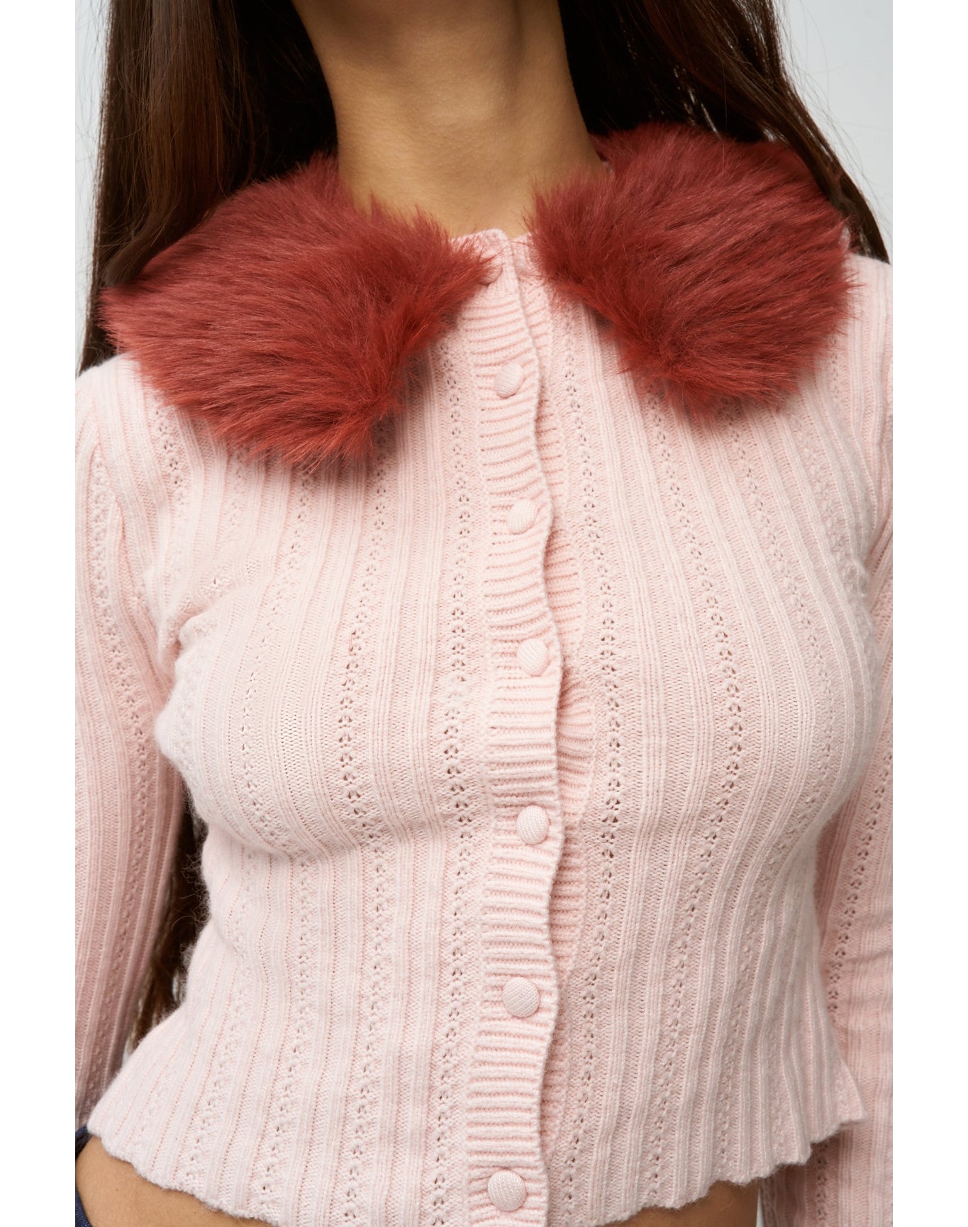 Heart Pointelle Knit Cardigan | Baby Pink