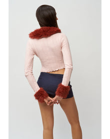 Heart Pointelle Knit Cardigan | Baby Pink