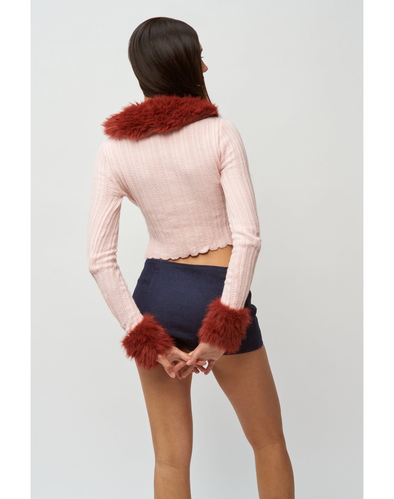 Heart Pointelle Knit Cardigan | Baby Pink
