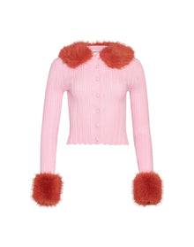 Heart Pointelle Knit Cardigan | Baby Pink