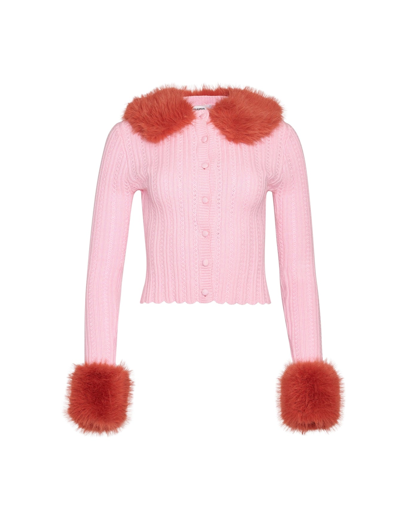 Heart Pointelle Knit Cardigan | Baby Pink