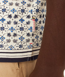 Hibbert Fiore Print Classic Fit Capri Collar Shirt | Cashew