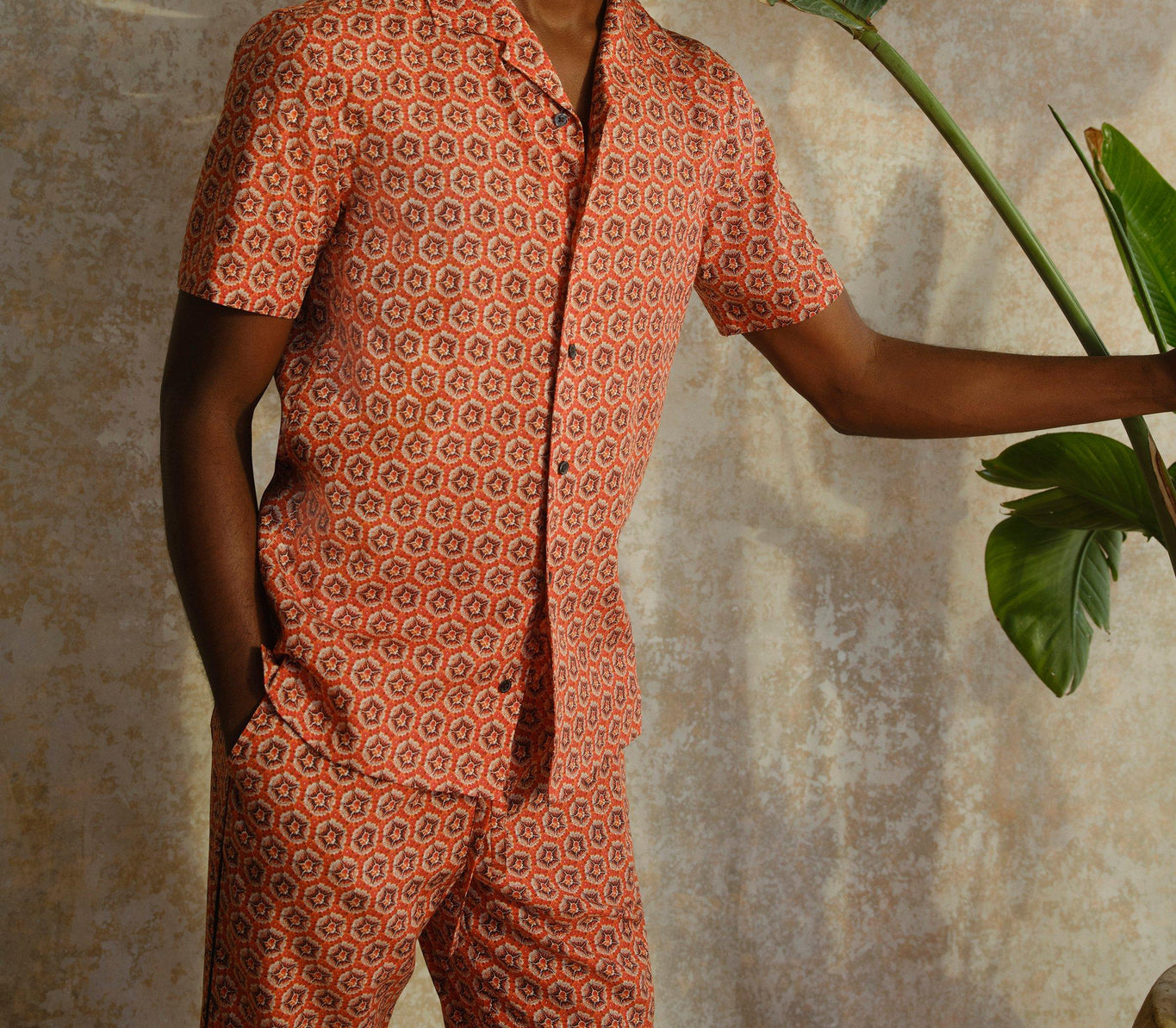 Hibbert Roseate Print Classic Fit Capri Collar Shirt | Firestone