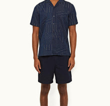 Hibbert Solo Pastiche Capri Collar Jacquard Denim Shirt | Indigo