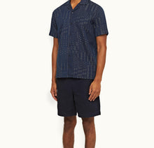 Hibbert Solo Pastiche Capri Collar Jacquard Denim Shirt | Indigo