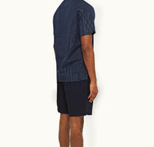 Hibbert Solo Pastiche Capri Collar Jacquard Denim Shirt | Indigo