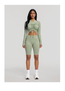 High-Waisted Performance Biker Shorts | Sage Green