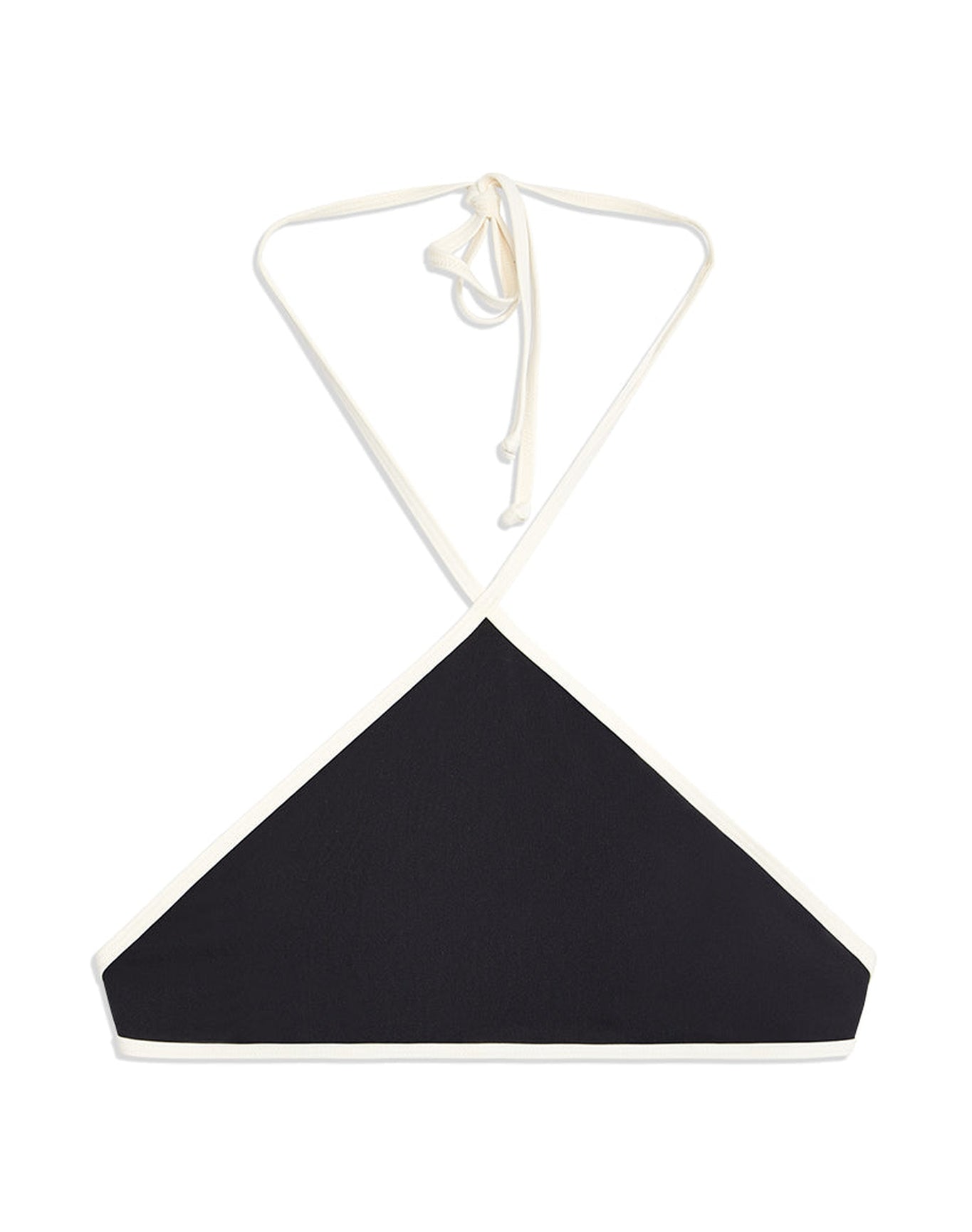 High Neck Halter Bikini Top | Black Off White