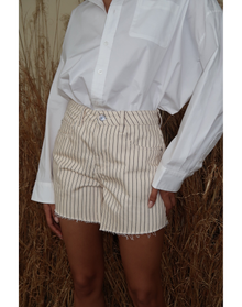 High Rise Flare Short | Antique White