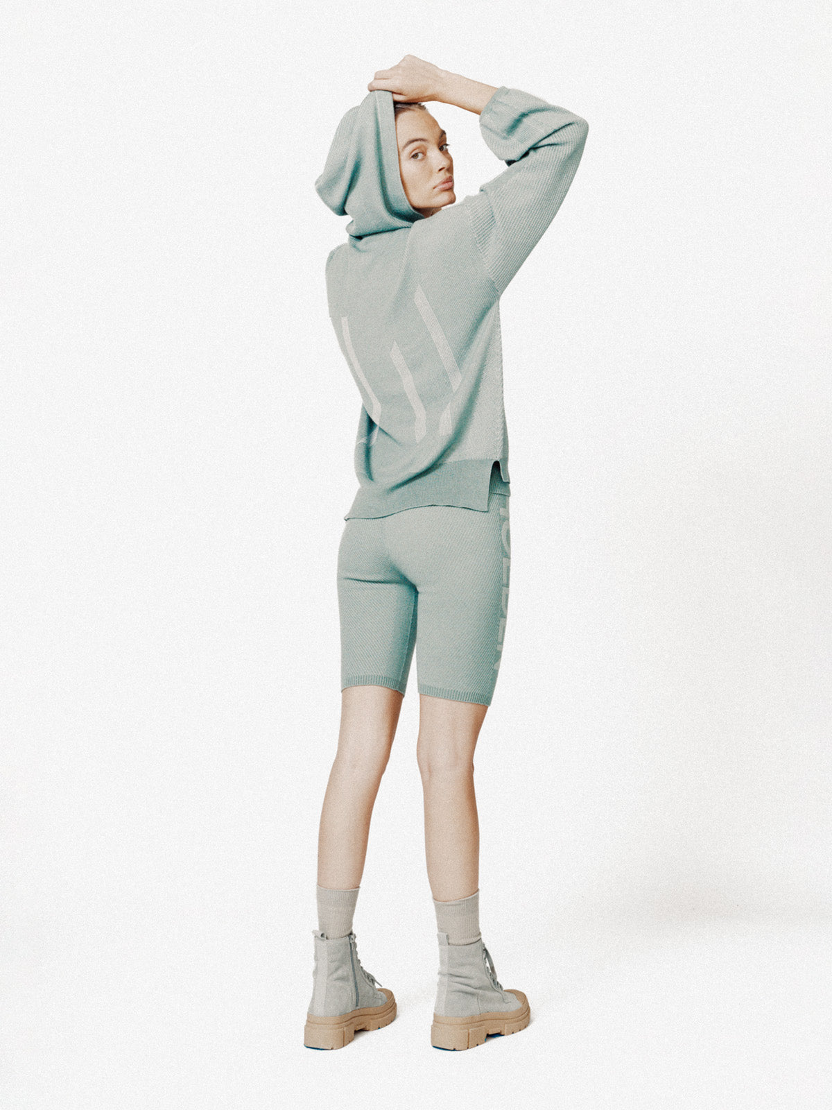 Woman Icon Hoodie - Sage - back - hood up