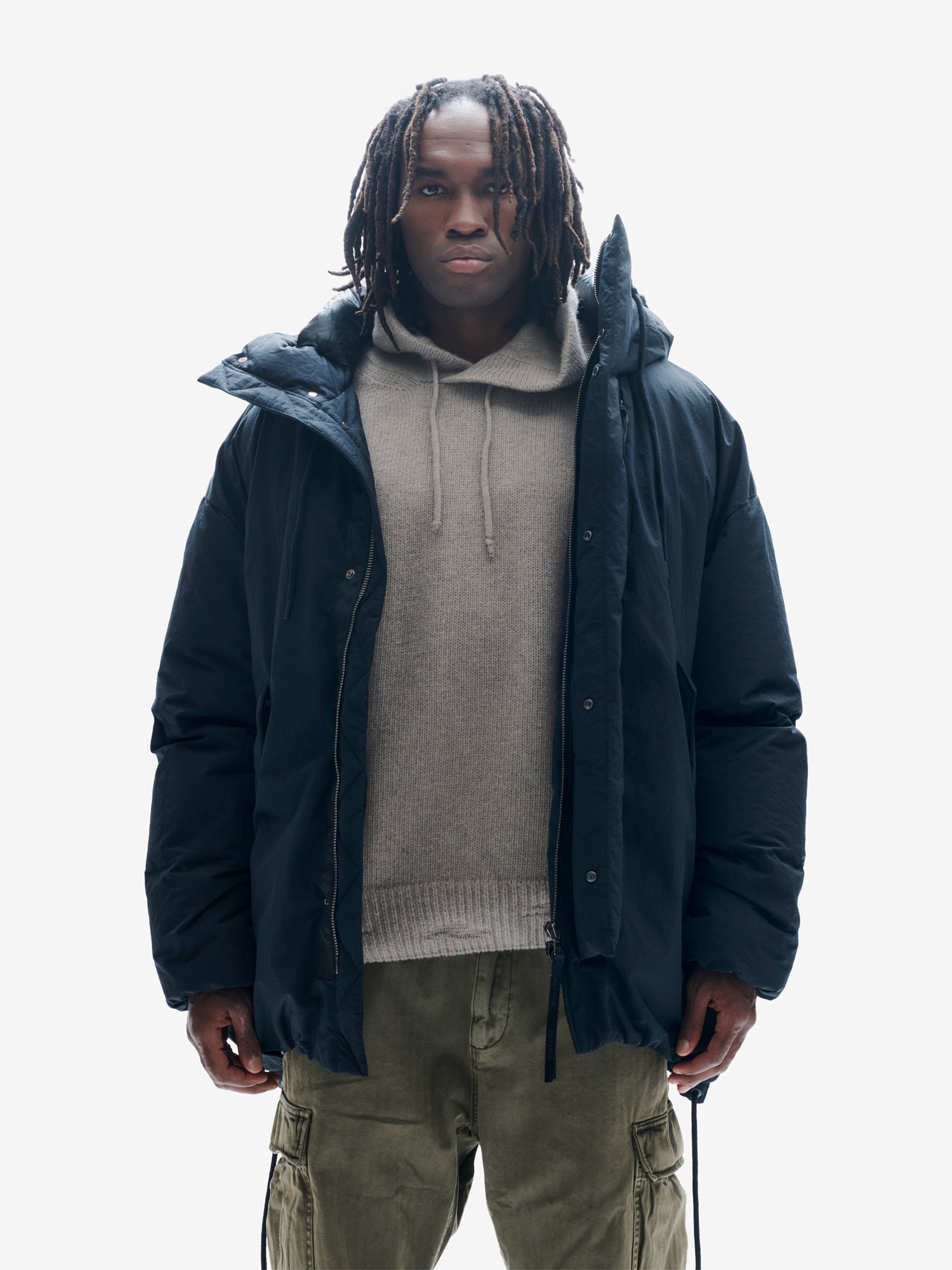 Man Long Down Parka - Black - front