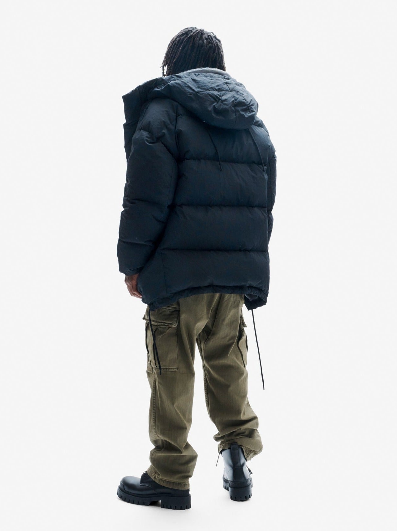 Man Long Down Parka - Black - back